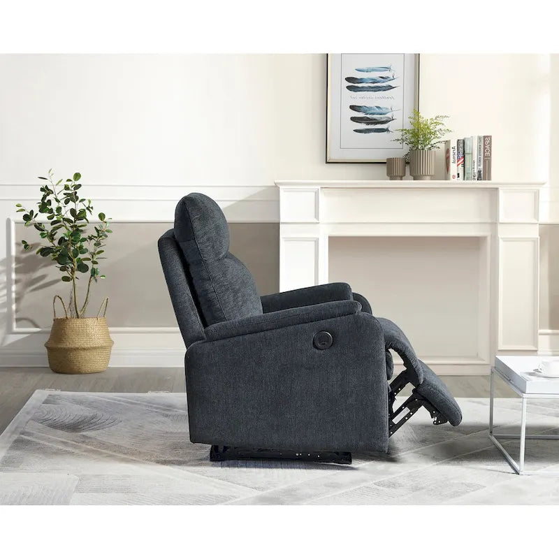 Power Recliner Chair with USB Charging Port and Fabric Upholstery