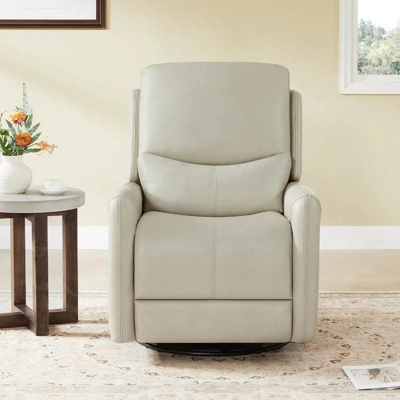 Power Swivel Glider Recliner with Lumbar Pillow, USB Charging, Faux Leather