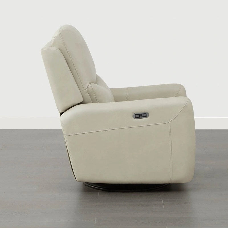 Power Swivel Glider Recliner with Lumbar Pillow, USB Charging, Faux Leather
