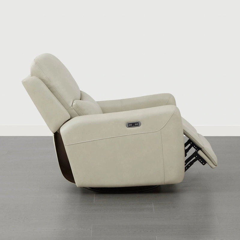 Power Swivel Glider Recliner with Lumbar Pillow, USB Charging, Faux Leather