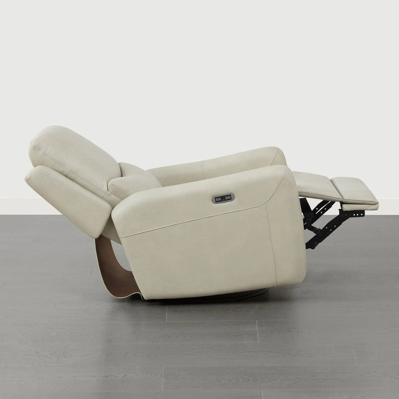 Power Swivel Glider Recliner with Lumbar Pillow, USB Charging, Faux Leather