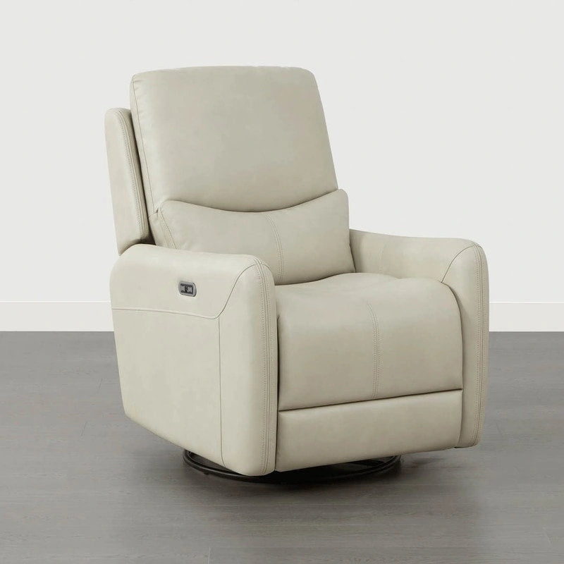 Power Swivel Glider Recliner with Lumbar Pillow, USB Charging, Faux Leather