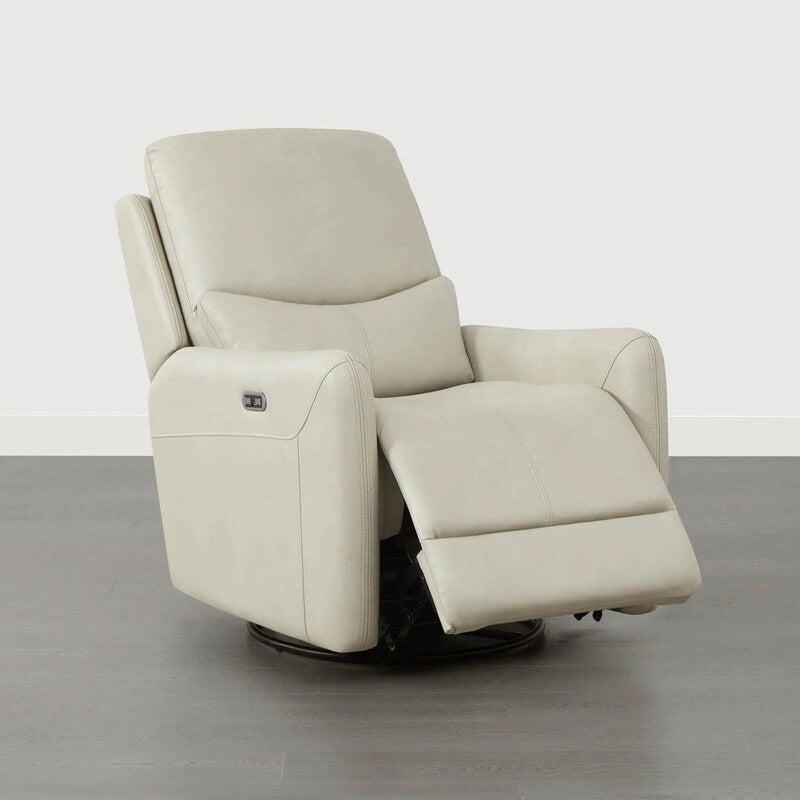 Power Swivel Glider Recliner with Lumbar Pillow, USB Charging, Faux Leather