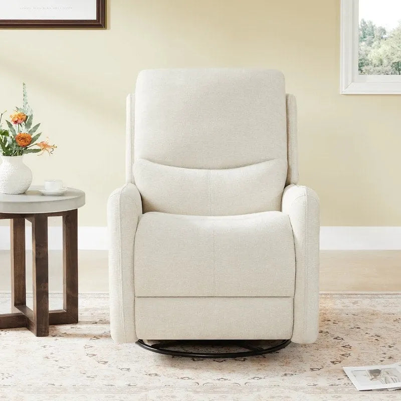 Power Swivel Glider Recliner with Lumbar Pillow, USB Charging, Faux Leather