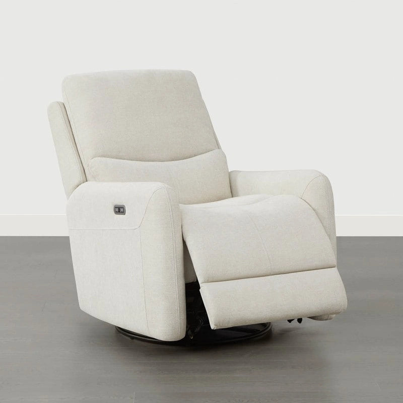 Power Swivel Glider Recliner with Lumbar Pillow, USB Charging, Faux Leather