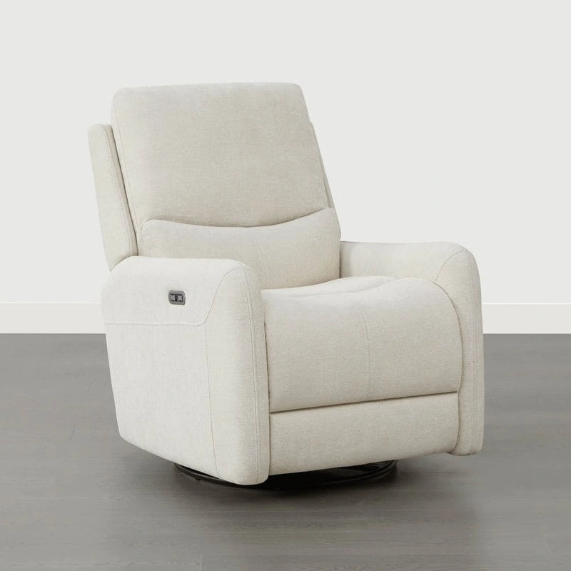 Power Swivel Glider Recliner with Lumbar Pillow, USB Charging, Faux Leather