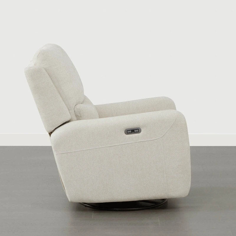 Power Swivel Glider Recliner with Lumbar Pillow, USB Charging, Faux Leather