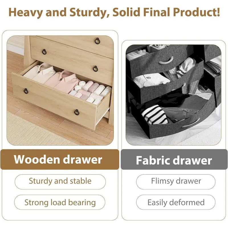 Beige Rattan 3-Drawer Dresser with Curved Legs and Natural Wood Finish
