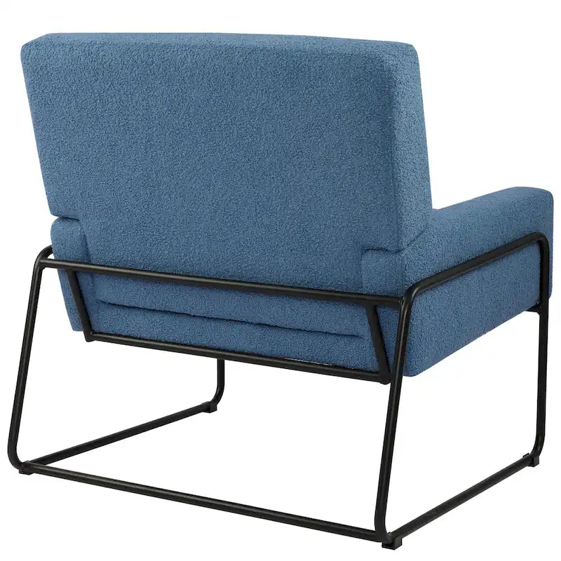 Boucle Fabric Accent Chair Lamb Wool Armchair with Metal Frame