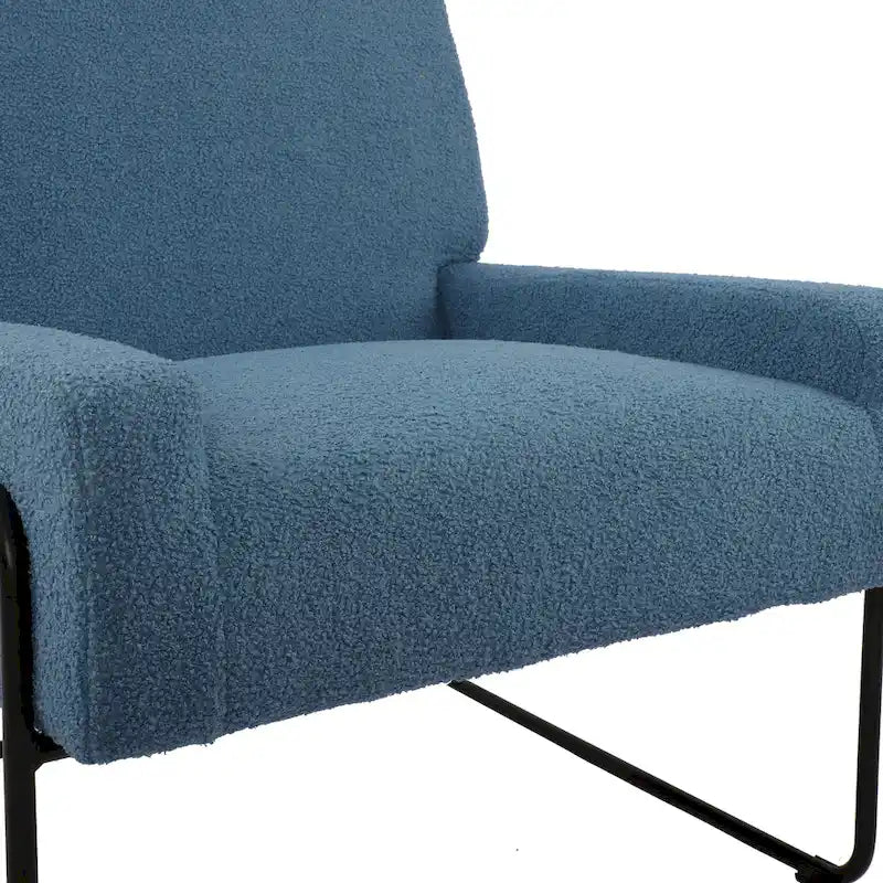 Boucle Fabric Accent Chair Lamb Wool Armchair with Metal Frame