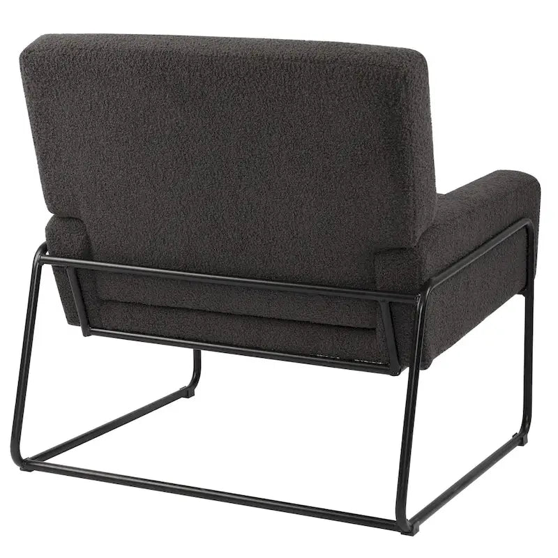 Boucle Fabric Accent Chair Lamb Wool Armchair with Metal Frame