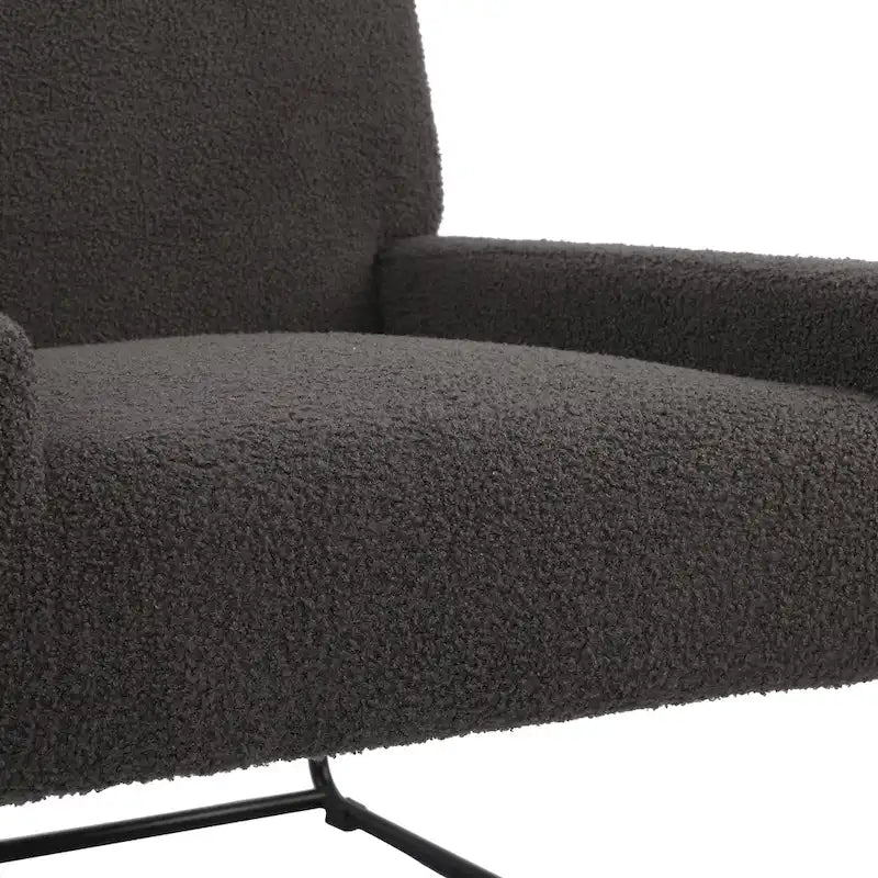 Boucle Fabric Accent Chair Lamb Wool Armchair with Metal Frame