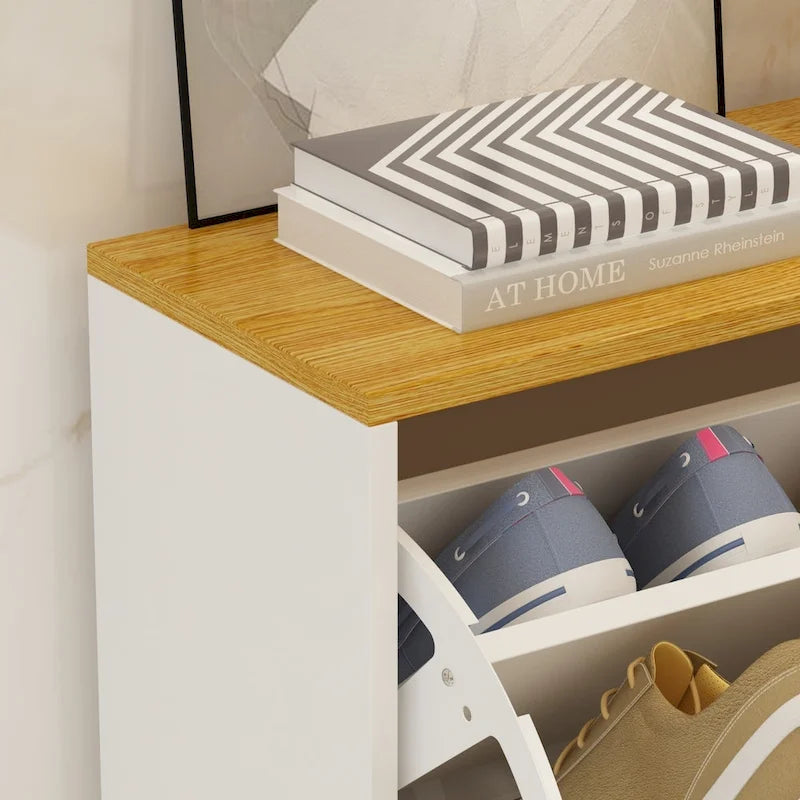 White 3-Drawer Flip Door Shoe Storage Cabinet Organizer Rack