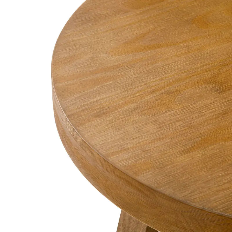 Round Solid Pine Wood Coffee Table Wirebrush Farmhouse Living Room