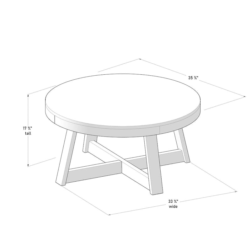 Round Solid Pine Wood Coffee Table Wirebrush Farmhouse Living Room