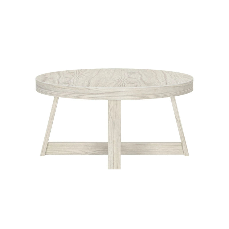 Round Solid Pine Wood Coffee Table Wirebrush Farmhouse Living Room
