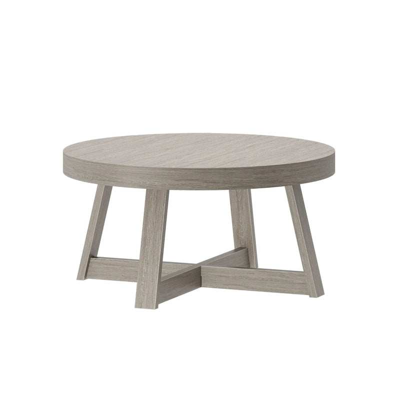 Round Solid Pine Wood Coffee Table Wirebrush Farmhouse Living Room