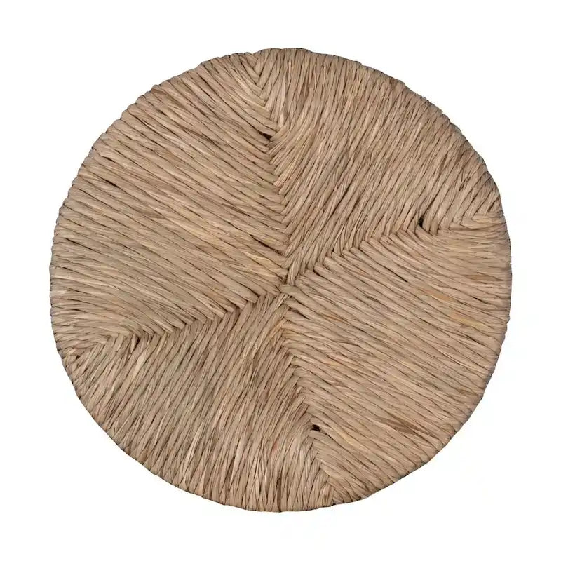 Backless Swivel Counter Stool with Natural Seagrass Seat and Rubberwood Base