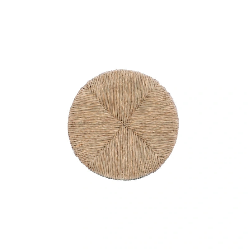 Backless Swivel Counter Stool with Natural Seagrass Seat and Rubberwood Base
