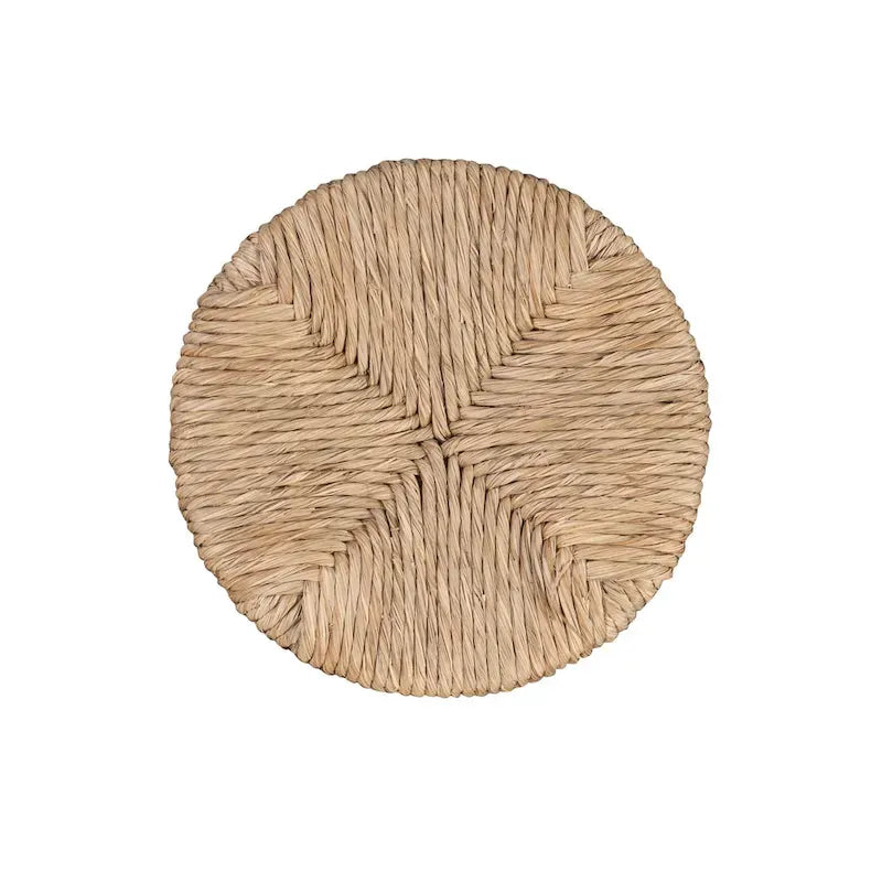 Backless Swivel Counter Stool with Natural Seagrass Seat and Rubberwood Base