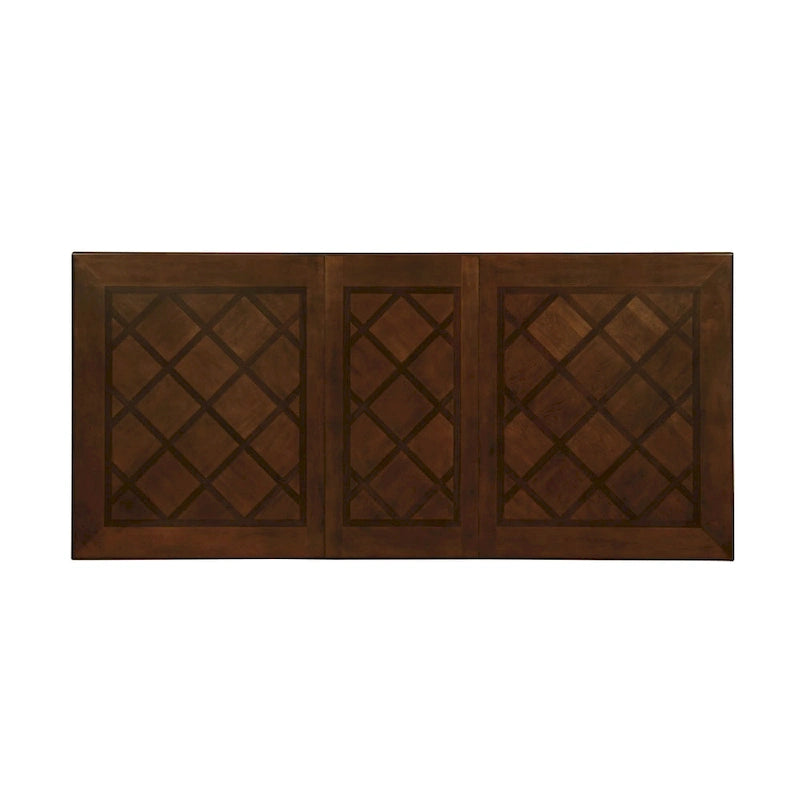 Brown Cherry Double Pedestal Expandable Rubberwood Dining Table with Leaf