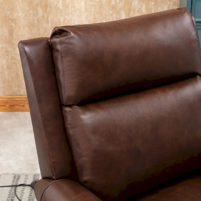 Genuine Leather Push Back Recliner Chair with Comfortable Arms and Back