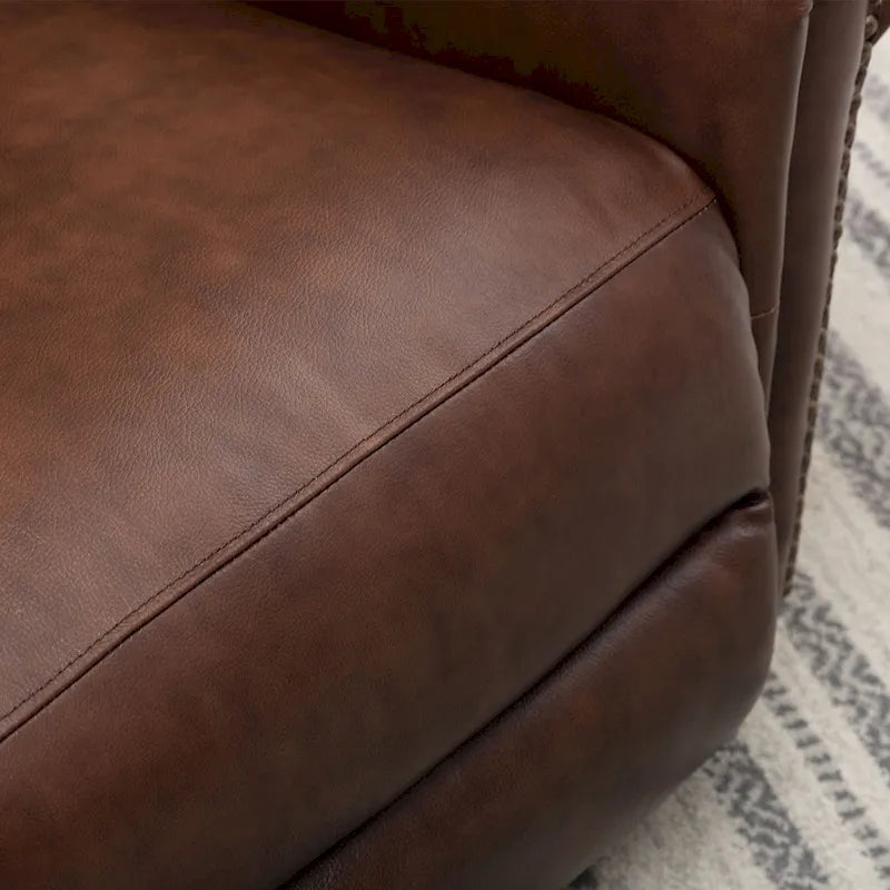 Genuine Leather Push Back Recliner Chair with Comfortable Arms and Back