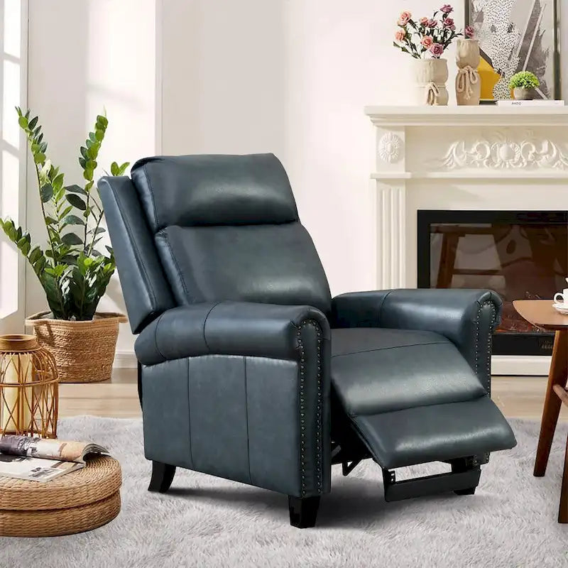 Genuine Leather Push Back Recliner Chair with Comfortable Arms and Back