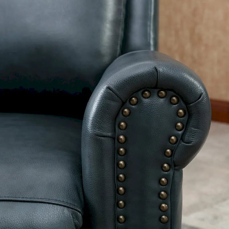 Genuine Leather Push Back Recliner Chair with Comfortable Arms and Back