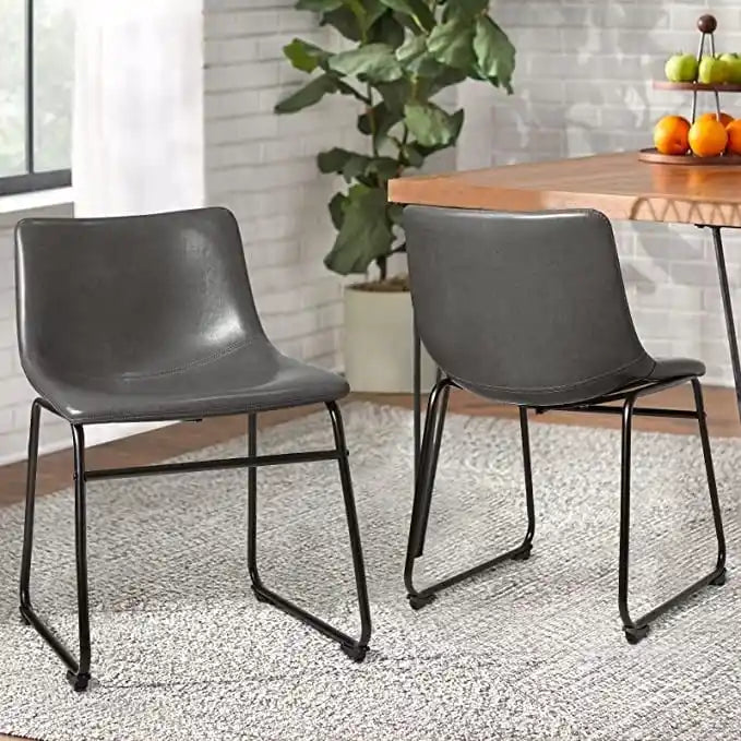 Faux Leather Bar Stool with Ergonomic Backrest and Metal Legs