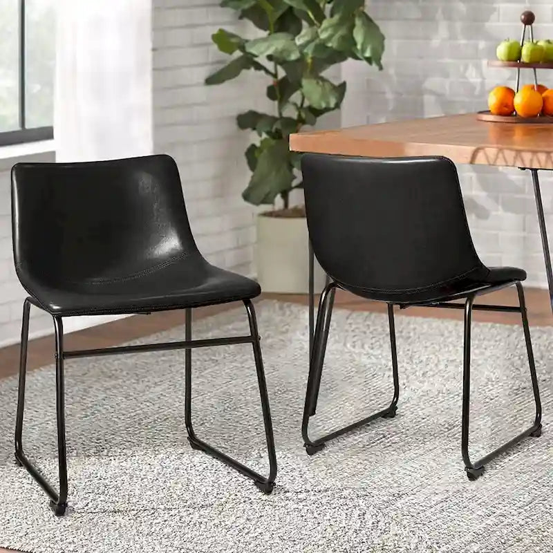 Bossin Faux Leather Dining Chairs Set of 2, 18 Inch Kitchen & Dining Room Chairs with Backrest and Metal Leg