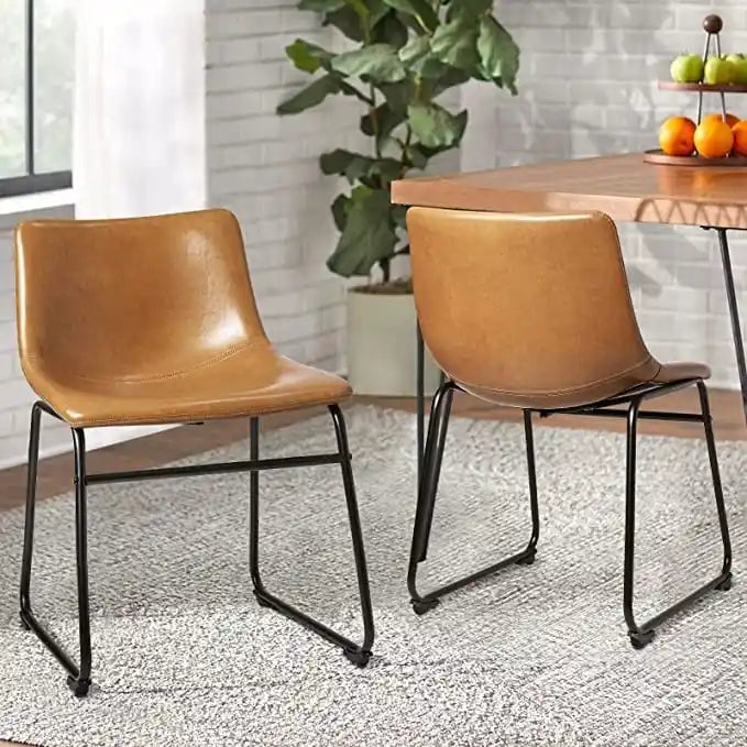 Faux Leather Bar Stool with Ergonomic Backrest and Metal Legs