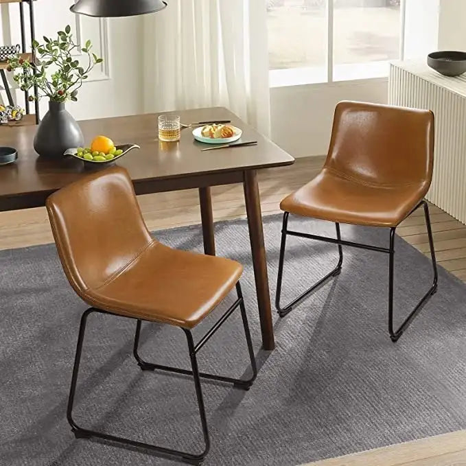 Faux Leather Bar Stool with Ergonomic Backrest and Metal Legs