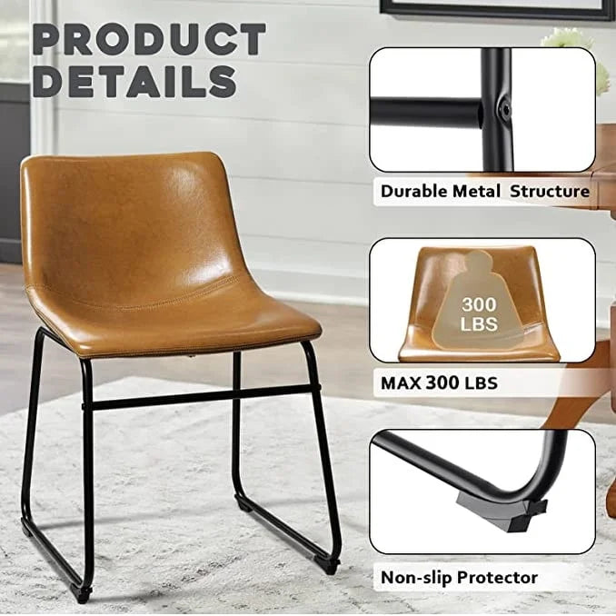Faux Leather Bar Stool with Ergonomic Backrest and Metal Legs