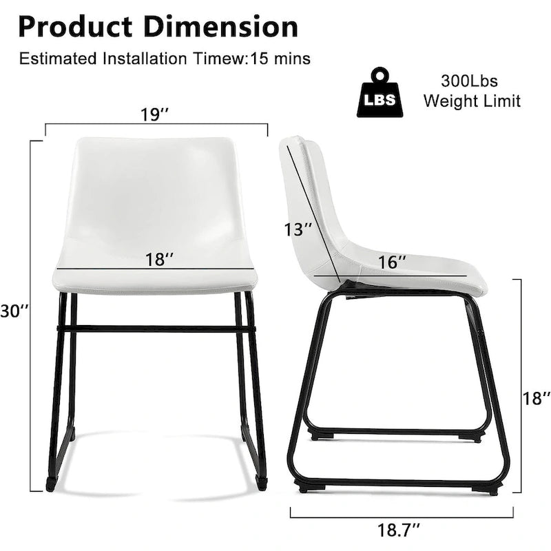 Faux Leather Bar Stool with Ergonomic Backrest and Metal Legs