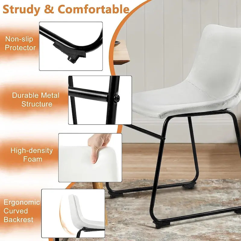 Faux Leather Bar Stool with Ergonomic Backrest and Metal Legs