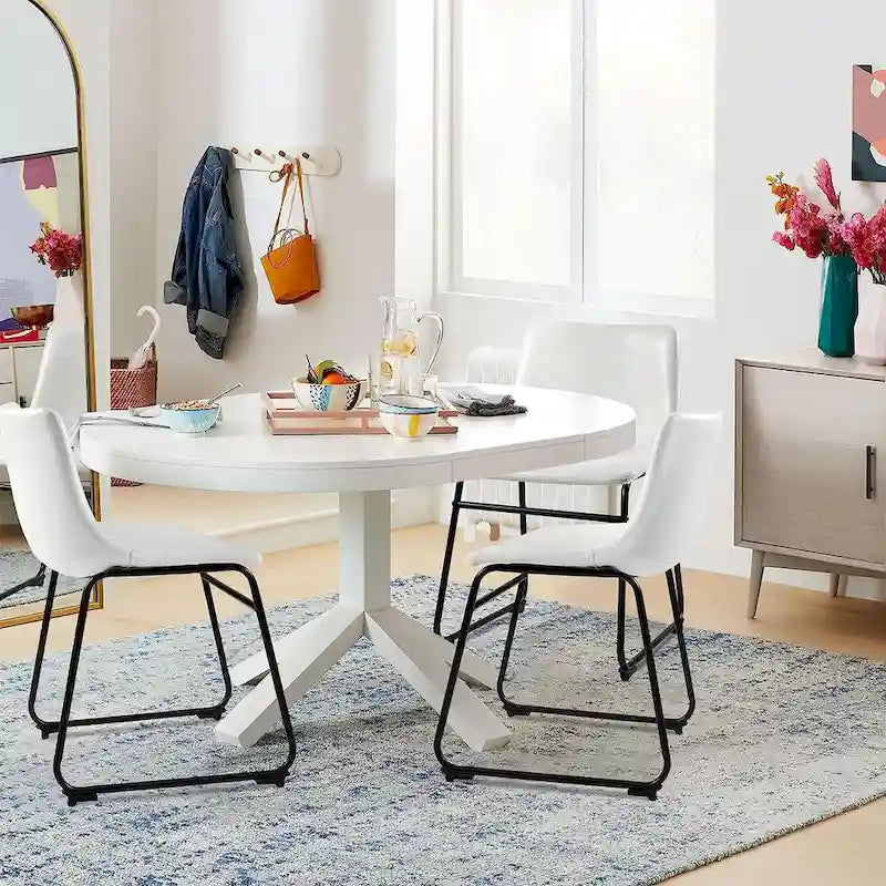 Faux Leather Bar Stool with Ergonomic Backrest and Metal Legs