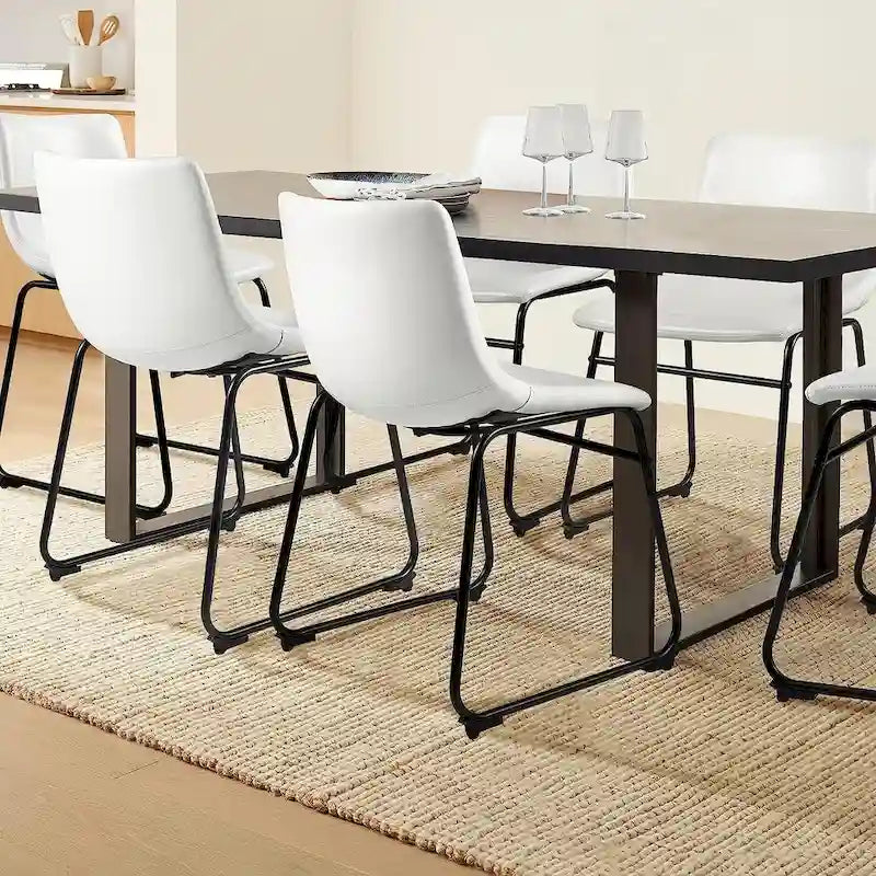 Faux Leather Bar Stool with Ergonomic Backrest and Metal Legs