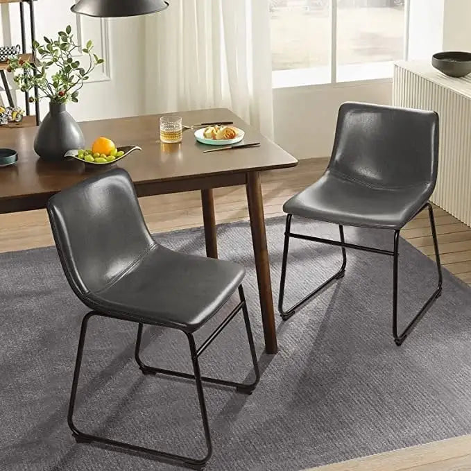 Faux Leather Bar Stool with Ergonomic Backrest and Metal Legs