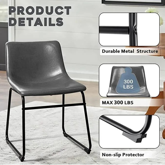 Faux Leather Bar Stool with Ergonomic Backrest and Metal Legs