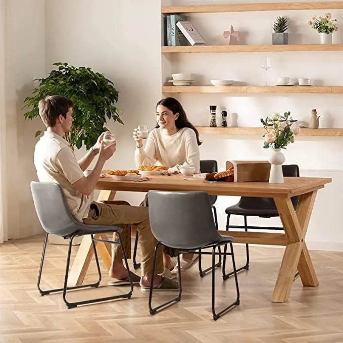 Faux Leather Bar Stool with Ergonomic Backrest and Metal Legs
