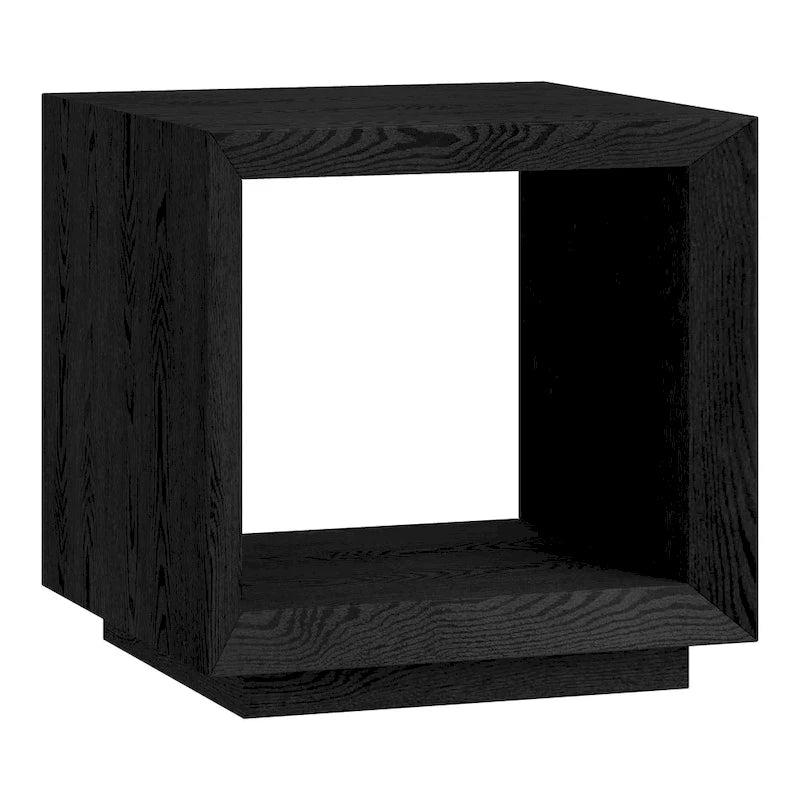 Modern Open Cube Side Table with Lower Shelf Wood-Look Finish
