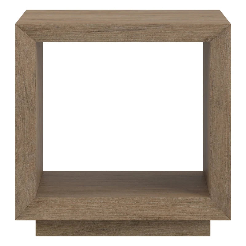 Modern Open Cube Side Table with Lower Shelf Wood-Look Finish