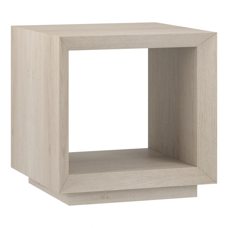 Modern Open Cube Side Table with Lower Shelf Wood-Look Finish
