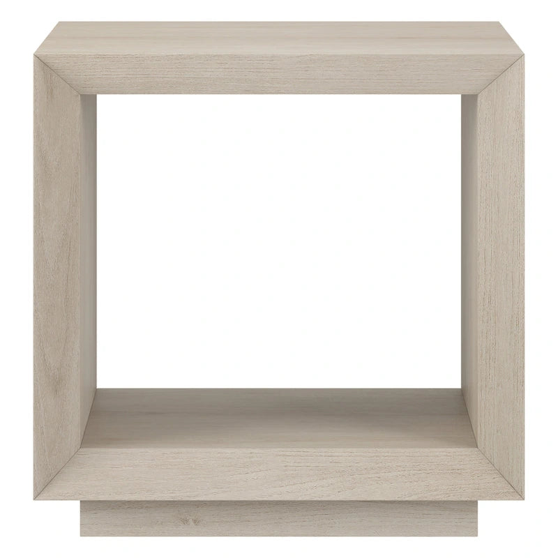 Modern Open Cube Side Table with Lower Shelf Wood-Look Finish