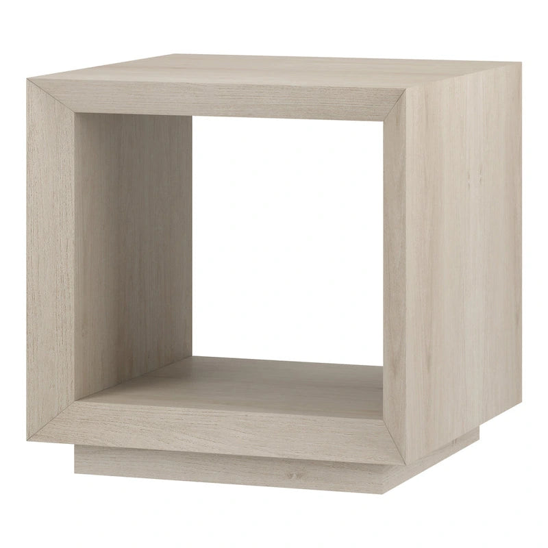 Modern Open Cube Side Table with Lower Shelf Wood-Look Finish