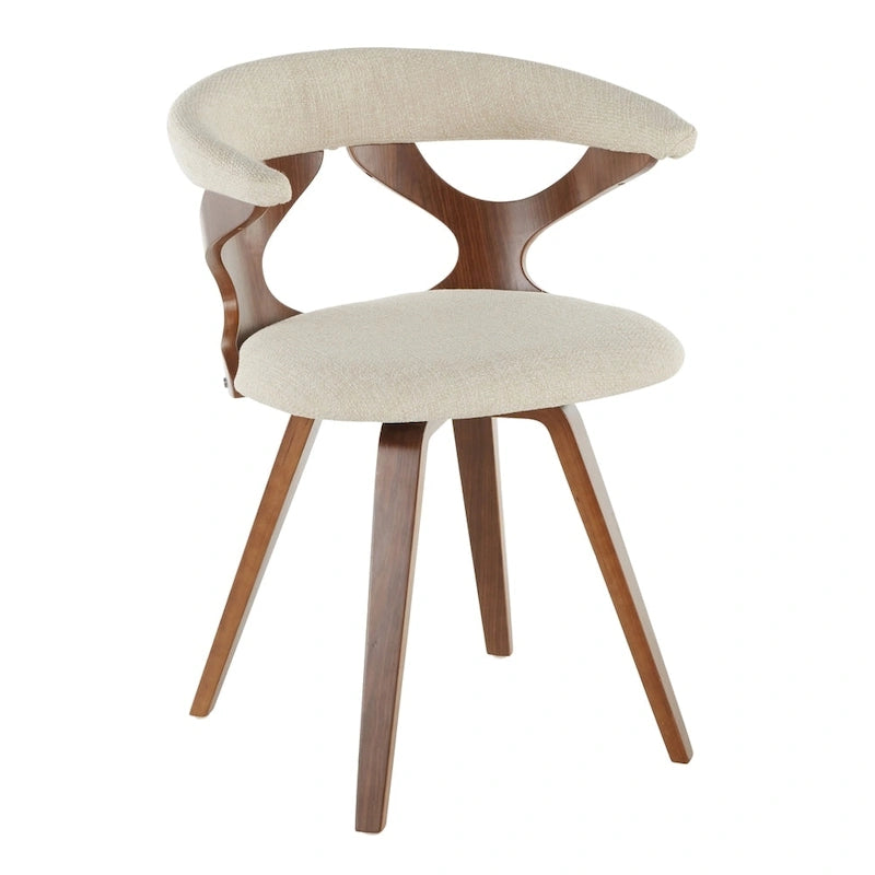 Mid-Century Modern Upholstered Swivel Accent Dining Chair with Wood Legs