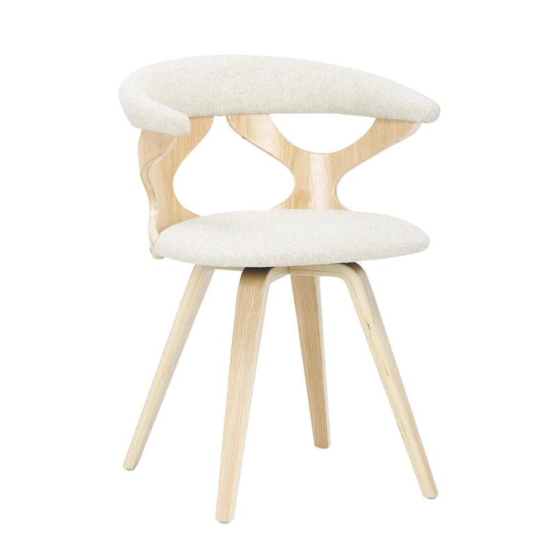 Mid-Century Modern Upholstered Swivel Accent Dining Chair with Wood Legs