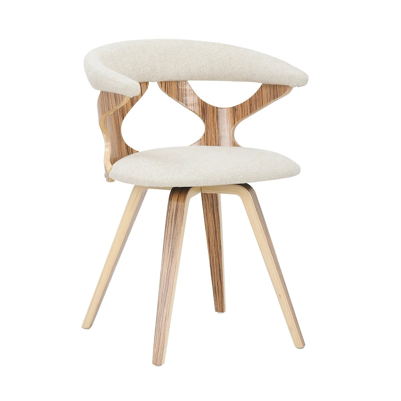 Mid-Century Modern Upholstered Swivel Accent Dining Chair with Wood Legs