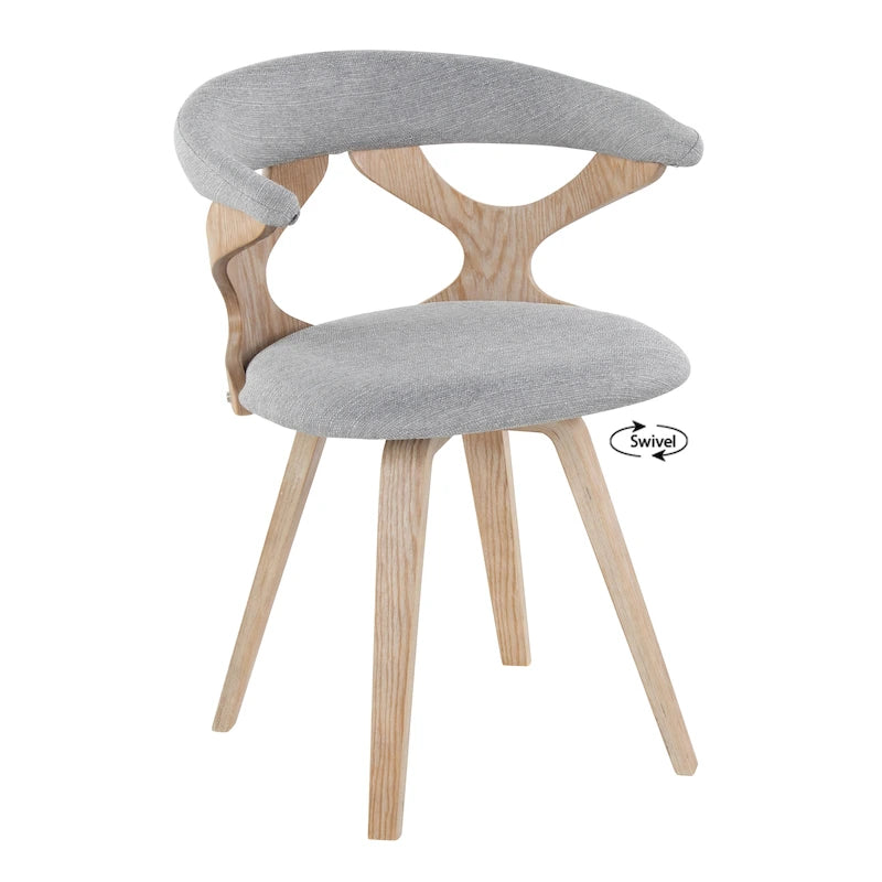 Mid-Century Modern Upholstered Swivel Accent Dining Chair with Wood Legs